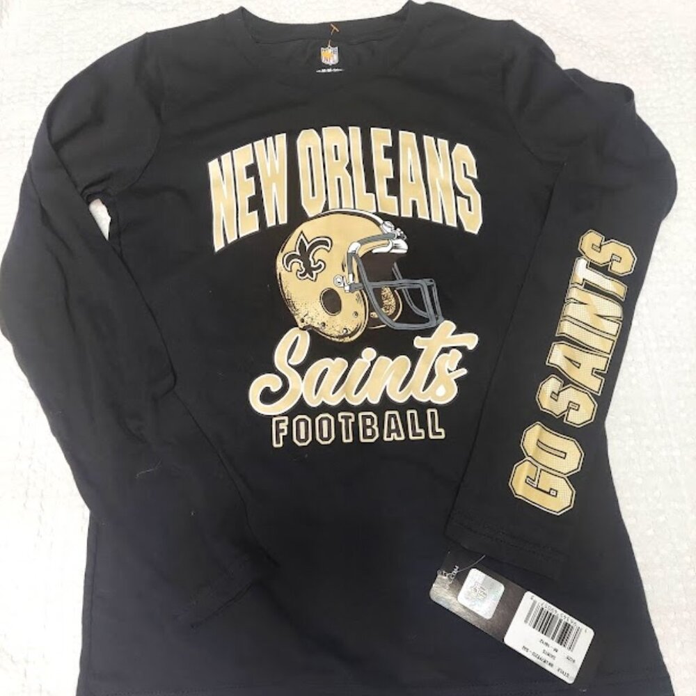 New Orleans Saints NFL Football‎ T-Shirt  Youth M 10/12 Long Sleeve  Black New